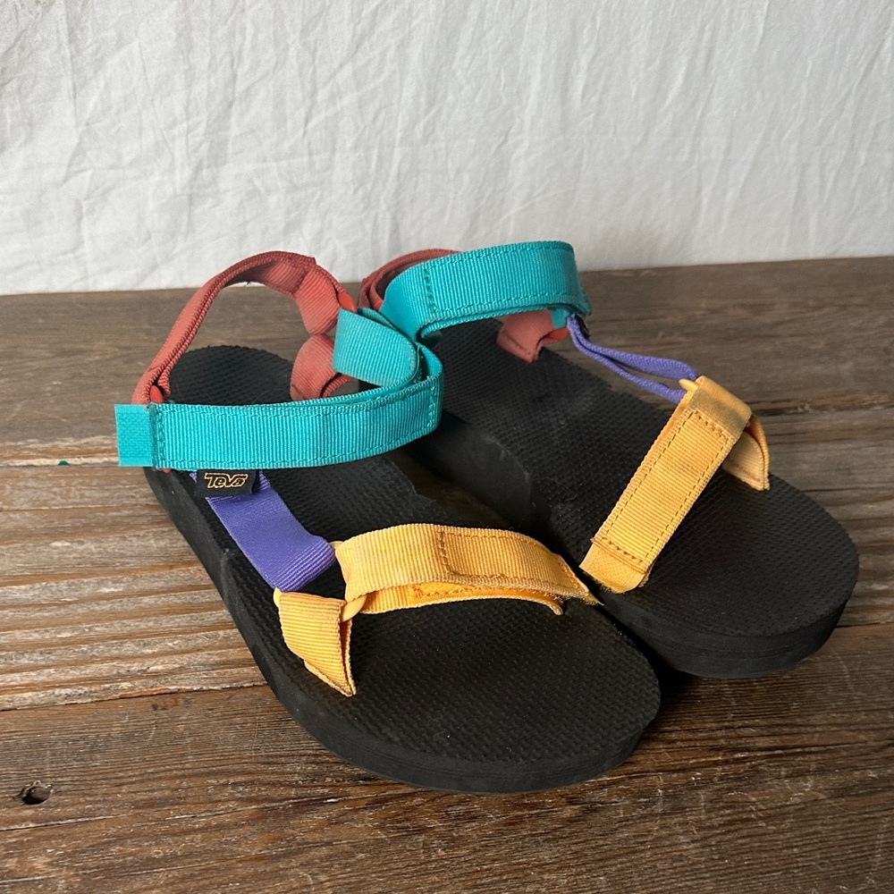 Teva Multicolor Sport Sandals - Teal, Yellow, Purple, Coral
